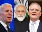 From left: US President Joe Biden, PM Modi, Australian Prime Minister Scott Morrison and Japanese PM Fumio Kishida. From left: US President Joe Biden, PM Modi, Australian Prime Minister Scott Morrison and Japanese PM Fumio Kishida.