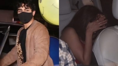 Ibrahim Ali Khan and Palak Tiwari were clicked together in Mumbai on Friday night. Ibrahim Ali Khan and Palak Tiwari were clicked together in Mumbai on Friday night.