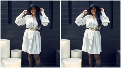 The shirtdress came with full sleeves and ruffle details, and pleats below the waist. (Instagram/@anshulakapoor)