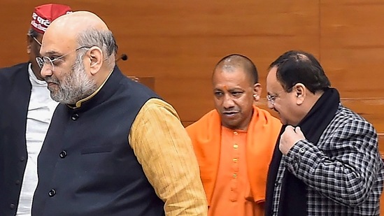 Amit Shah, Yogi Adityanath and BJP chef JP Nadda will visit western Uttar Pradesh today to campaign. (PTI Photo)