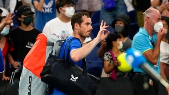 Andy Murray of Britain waves as he leaves the court following his second round loss to Taro Daniel of Japan at the Australian Open tennis championships in Melbourne, Australia, Thursday, Jan. 20, 2022. (AP) Andy Murray of Britain waves as he leaves the court following his second round loss to Taro Daniel of Japan at the Australian Open tennis championships in Melbourne, Australia, Thursday, Jan. 20, 2022. (AP)