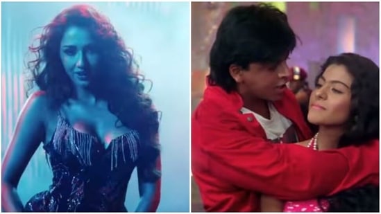 Disha Patani danced to Yeh Kaali Kaali Ankhein remix. The original track featured Shah Rukh Khan and Kajol.