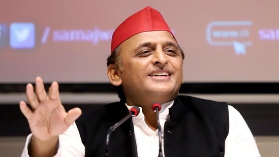 Samajwadi Party president Akhilesh Yadav addresses a press conference at the party office in Lucknow.(ANI File Photo)