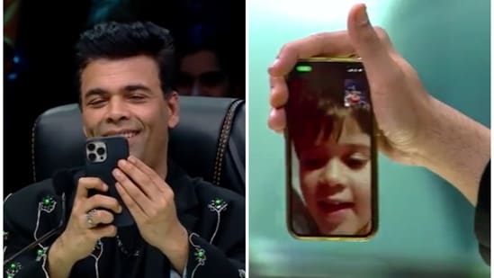 Karan Johar video called his kids Yash and Roohi from the sets of Hunarbaaz.