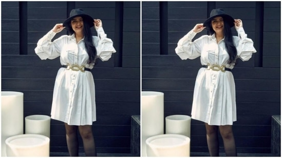 The shirtdress came with full sleeves and ruffle details, and pleats below the waist.(Instagram/@anshulakapoor)