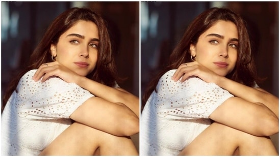 Sharvari picked a white cotton top and teamed it with a pair of denim shorts. The cotton top came with hole embroidered balloon sleeves.(Instagram/@sharvari)