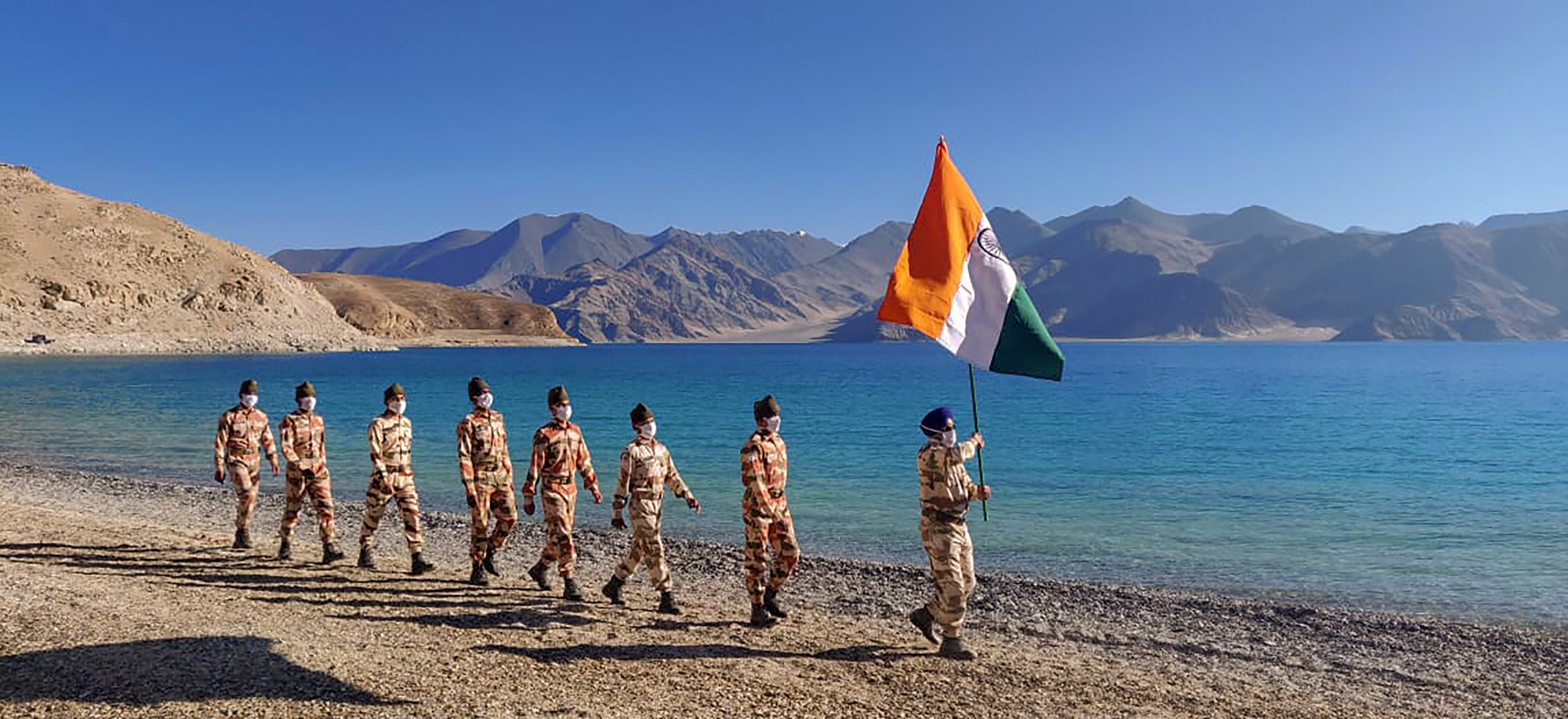 In Pangong Tso, Ladakh. The coalition should not pretend its members’ interests are fully aligned. Rather, it should seek to work with and leverage States’ efforts where they are most willing and able to stand up to China’s hegemonic aims – the purpose and thus the glue of the coalition. (PTI) In Pangong Tso, Ladakh. The coalition should not pretend its members’ interests are fully aligned. Rather, it should seek to work with and leverage States’ efforts where they are most willing and able to stand up to China’s hegemonic aims – the purpose and thus the glue of the coalition. (PTI)