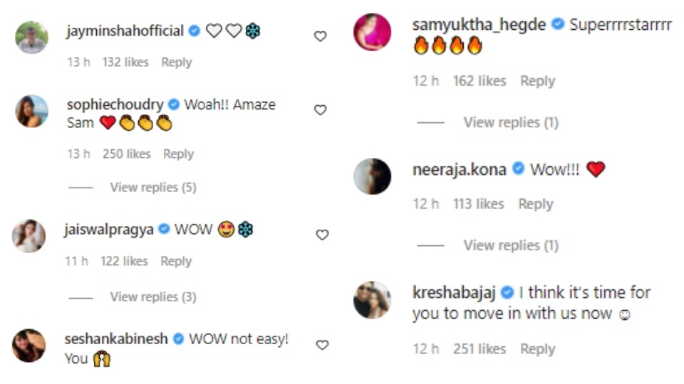 Comments on Samantha Ruth Prabhu's post.&nbsp;