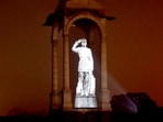 The 3D image of Netaji will be projected on a transparent holographic screen to create the effect of a hologram. The 3D image of Netaji will be projected on a transparent holographic screen to create the effect of a hologram.