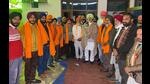 Three SAD families being inducted into the Congress in Mohali on Sunday. (HT Photo) Three SAD families being inducted into the Congress in Mohali on Sunday. (HT Photo)