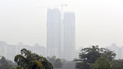 Noida, India - January 16, 2022: A view of the Supertech Twin Towers in Noida, India, on Sunday, January 16, 2022. Mumbai-based Edifice Engineering got the job to bring down two residential towers at Supertech's Emerald Court Society, almost five months after the Supreme Court ordered their demolition. (Photo by Sunil Ghosh/Hindustan Times) **To go with Vinod Rajput's story** Noida, India - January 16, 2022: A view of the Supertech Twin Towers in Noida, India, on Sunday, January 16, 2022. Mumbai-based Edifice Engineering got the job to bring down two residential towers at Supertech's Emerald Court Society, almost five months after the Supreme Court ordered their demolition. (Photo by Sunil Ghosh/Hindustan Times) **To go with Vinod Rajput's story**