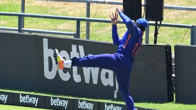 India's Virat Kohli takes a catch on the boundary to dismiss South Africa's David Miller during the third one-day international (ODI) cricket match between South Africa and India at Newlands Stadium in Cape Town on January 23, 2022. India's Virat Kohli takes a catch on the boundary to dismiss South Africa's David Miller during the third one-day international (ODI) cricket match between South Africa and India at Newlands Stadium in Cape Town on January 23, 2022. 