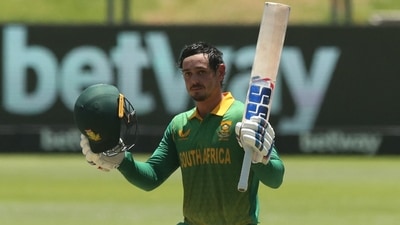 Cricket - Third One Day International - South Africa v India - Newlands Cricket Ground, Cape Town, South Africa - January 23, 2022 South Africa's Quinton de Kock celebrates reaching his century REUTERS/Sumaya Hisham (REUTERS)