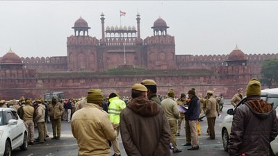 The commissioner said 27,723 Delhi Police personnel from various ranks and branches has been deployed for security arrangements. In picture - Delhi policemen guard outside the historic Red Fort as part of security arrangements for the Republic Day celebrations. (PTI) The commissioner said 27,723 Delhi Police personnel from various ranks and branches has been deployed for security arrangements. In picture - Delhi policemen guard outside the historic Red Fort as part of security arrangements for the Republic Day celebrations. (PTI)