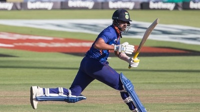 Indian batsman Deepak Chahar in action during the third ODI match between South Africa and India at Newlands, Cape Town, South Africa, Sunday, Jan. 23, 2022. (AP Photo/Halden Krog) (AP) Indian batsman Deepak Chahar in action during the third ODI match between South Africa and India at Newlands, Cape Town, South Africa, Sunday, Jan. 23, 2022. (AP Photo/Halden Krog) (AP)