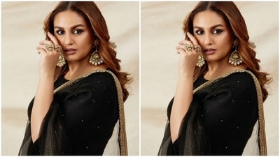 Huma accessorised her look with statement golden danglers and rings from the shelves of Razwada Jewels. (Instagram/@iamhumaq)