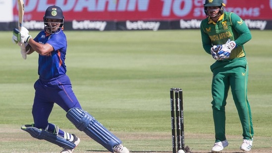 Paarl:Indian batsman Shakar Dhawan plays a shot during the third ODI match between South Africa and India at Newlands, Cape Town, South Africa, Sunday, Jan. 23, 2022.AP/PTI Photo(AP01_23_2022_000278A)(AP)
