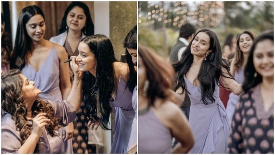 Shraddha Kapoor wore a lavender dress for the wedding.&nbsp;(Instagram/@theweddingstory)