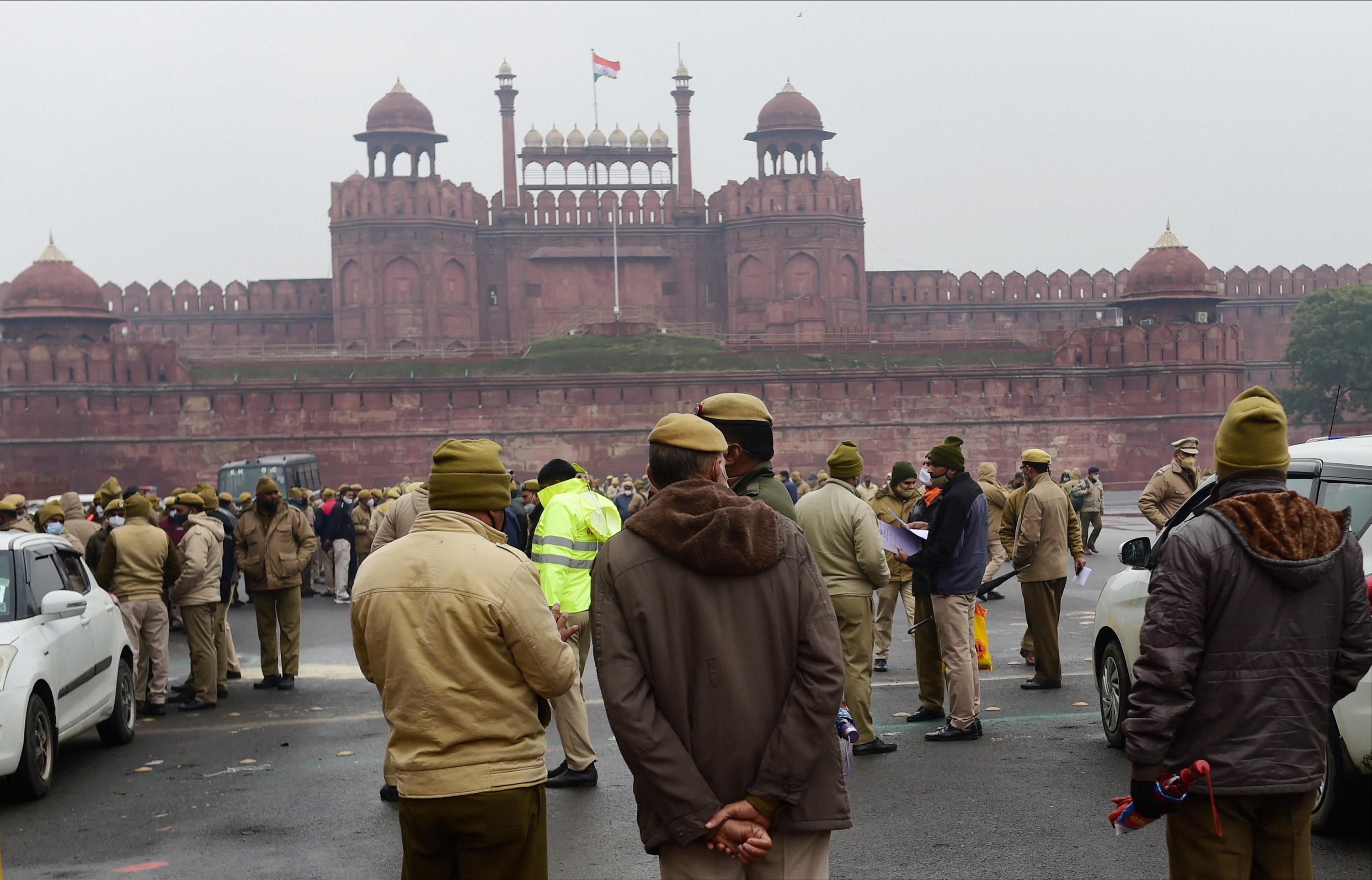  Delhi police personnel guard outside the historic Red Fort as part of security arrangements for the Republic Day celebrations. (PTI file photo) Delhi police personnel guard outside the historic Red Fort as part of security arrangements for the Republic Day celebrations. (PTI file photo)