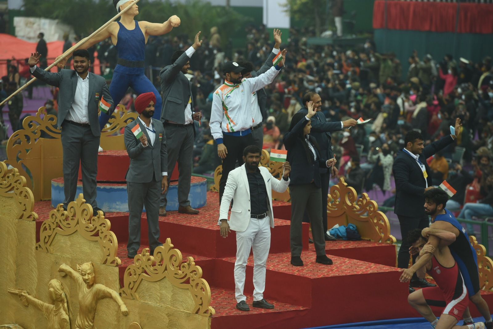 Haryana's tableau at the Republic Day parade dress rehearsal at Rajpath in New Delhi. (HT Photo/RajkRaj) Haryana's tableau at the Republic Day parade dress rehearsal at Rajpath in New Delhi. (HT Photo/RajkRaj)