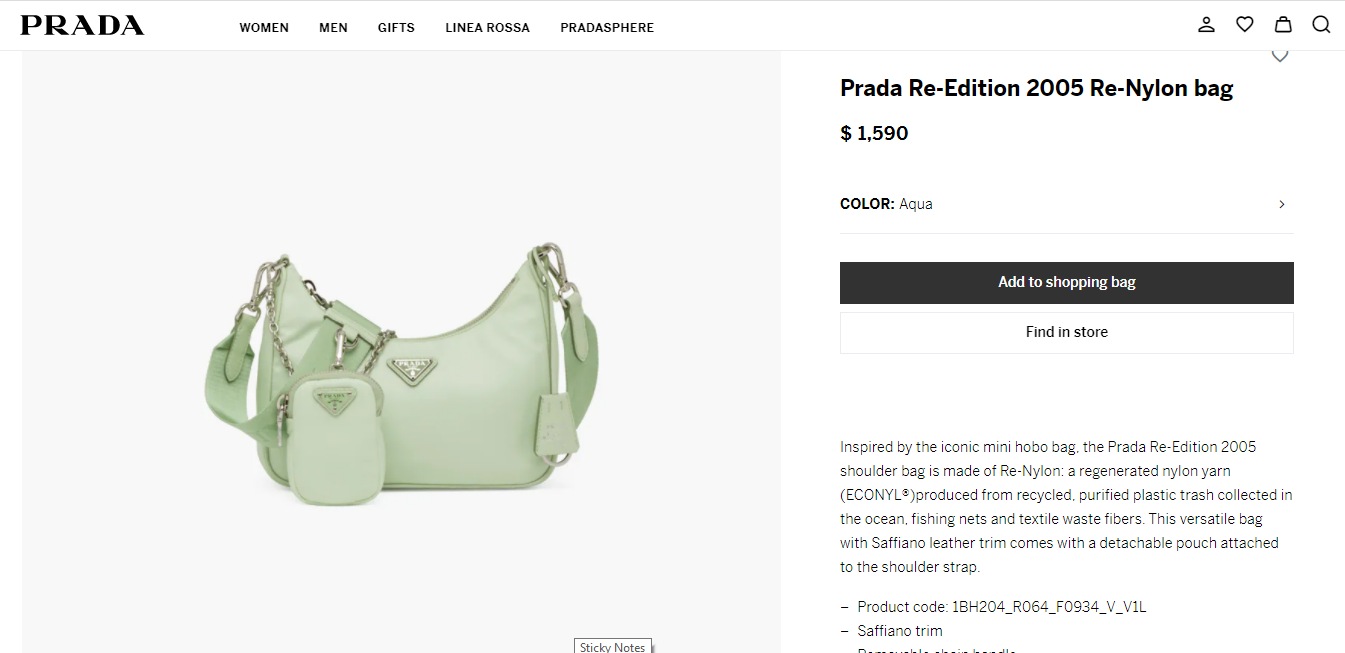 The Prada Re-Edition 2005 Re-Nylon bag.&nbsp; (prada.com)