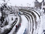 Heavy snowfall at the Ridge in Shimla. Heavy snowfall at the Ridge in Shimla.