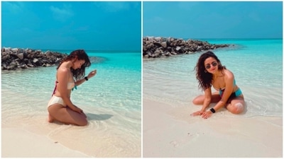 Bollywood celebrities seem to love their strapless bikinis. Alia Bhatt rocked the colourful strapless swimsuit look as she posed in the Maldives. (Instagram/@aliaabhatt) Bollywood celebrities seem to love their strapless bikinis. Alia Bhatt rocked the colourful strapless swimsuit look as she posed in the Maldives. (Instagram/@aliaabhatt)