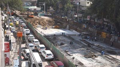 Unusually heavy rain in January and the ban on construction activities imposed in November and December due to rising pollution levels delayed the work, said a senior PWD official. (Arvind Yadav/HT) Unusually heavy rain in January and the ban on construction activities imposed in November and December due to rising pollution levels delayed the work, said a senior PWD official. (Arvind Yadav/HT)