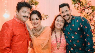 Aditya Narayan and Shweta Agarwal tied the knot on December 1, 2020, in an intimate ceremony in Mumbai. (Instagram/@adityanarayanofficial)