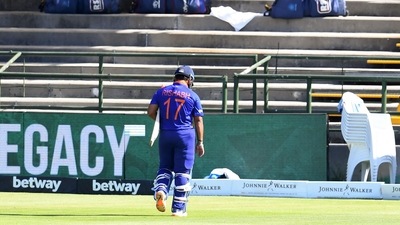 India's Rishabh Pant heads back after getting dismissed for a duck.&nbsp;