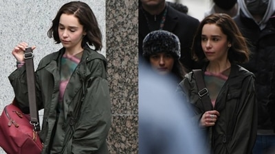 Emilia Clarke filming for Marvel's Secret Invasion in Leeds, UK. Emilia Clarke filming for Marvel's Secret Invasion in Leeds, UK.