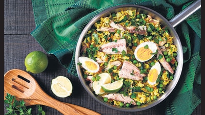Colonial British dish kedgeree is a derivative of the Indian khichdi (a mix of rice, lentils and vegetables). (Photo: Shutterstock) Colonial British dish kedgeree is a derivative of the Indian khichdi (a mix of rice, lentils and vegetables). (Photo: Shutterstock)