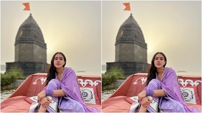Sara teamed the kurti with sharara pants featuring silver gota patti embroidery done all over and a matching zari dupatta with similar embroidered details and scalloped borders. The Atrangi Re actor accessorised her look with gold ear studs and purple bangles. In the end, centre-parted open tresses, mauve lip shade and soft glam rounded off the make-up picks. (Instagram/@saraalikhan)