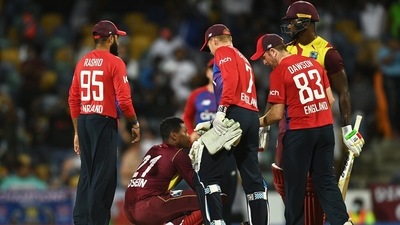 England secured a one-run victory over the West Indies in Bridgetown on Sunday (Twitter/windiescricket) England secured a one-run victory over the West Indies in Bridgetown on Sunday (Twitter/windiescricket)