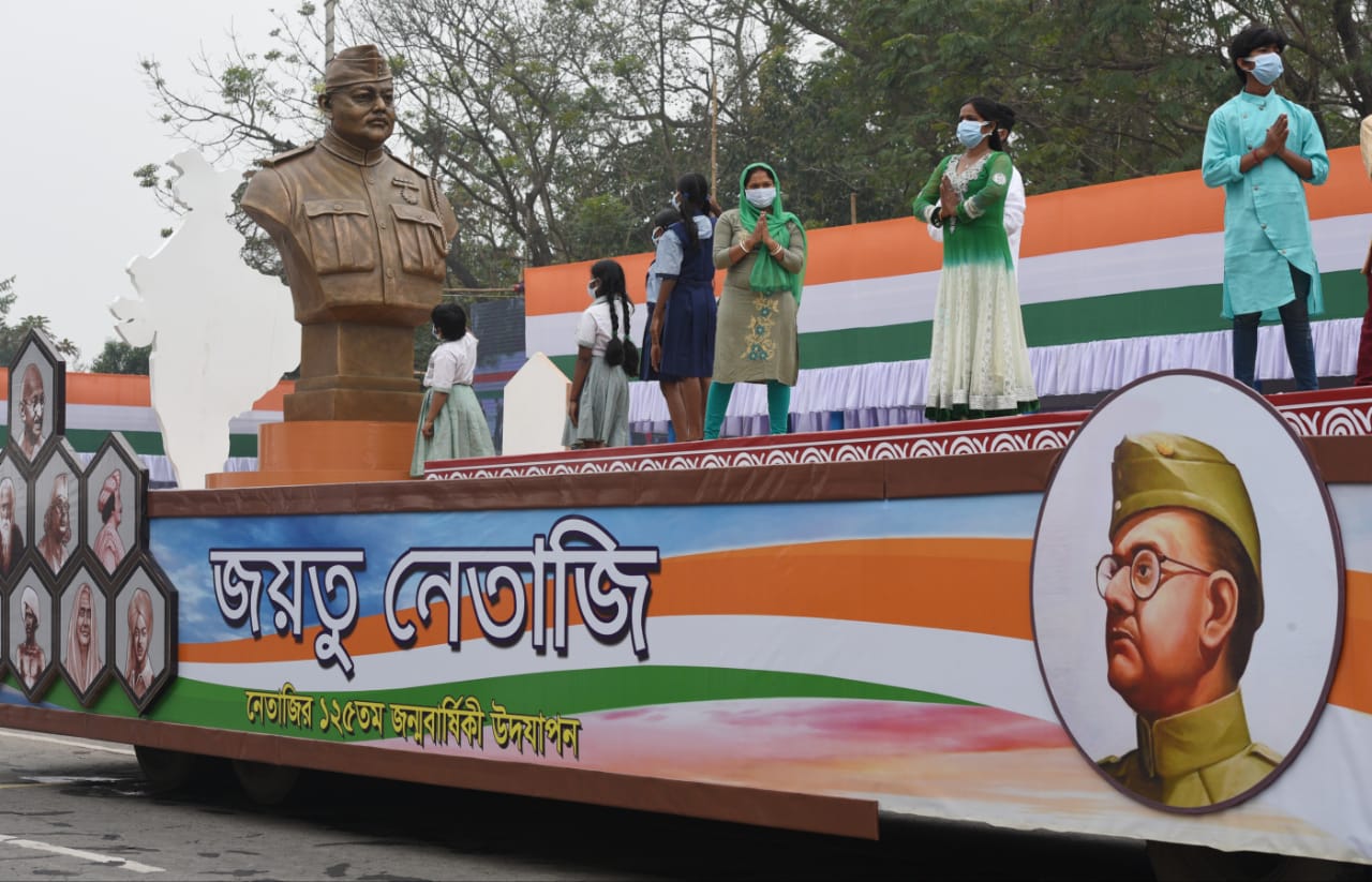 West Bengal's tableau for Republic Day parade on January 26, 2022. The tableau has been rejected for the Rajpath celebrations this year.(Photo by Samir Jana/HT)