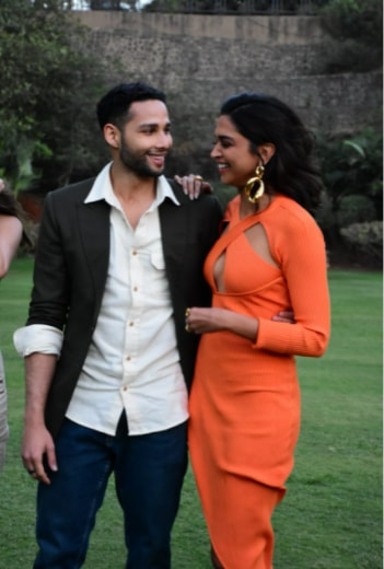 Siddhant Chaturvedi and Deepika Padukone during the promotions of Gehraiyaan. (Varinder Chawla)