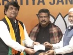 Former Union minister and Congress leader RPN Singh joins the BJP in Delhi on Tuesday. (ANI)