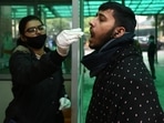 As many as 57,132 tests for Covid-19 were conducted in Delhi on Tuesday, January 25, 2022. (Photo by Sunil Ghosh / Hindustan Times) As many as 57,132 tests for Covid-19 were conducted in Delhi on Tuesday, January 25, 2022. (Photo by Sunil Ghosh / Hindustan Times)