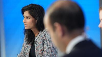 Gita Gopinath, first deputy managing director of the International Monetary Fund (IMF), at the release of the January 2022 World Economic Outlook. (Twitter/@IMFNews) Gita Gopinath, first deputy managing director of the International Monetary Fund (IMF), at the release of the January 2022 World Economic Outlook. (Twitter/@IMFNews)