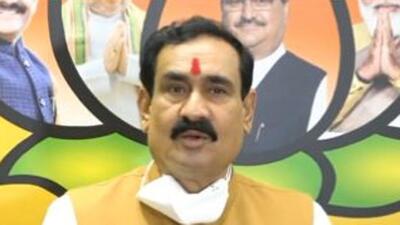 Madhya Pradesh home minister Narottam Mishra ordered the police to file FIR against Amazon for Indian flag-themed shoes and T-shirts, saying it was an insult to the national flag. (Twitter/drnarottammisra)