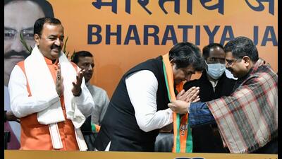 Former union minister and Congress leader RPN Singh joins BJP in New Delhi on Tuesday. (ANI) Former union minister and Congress leader RPN Singh joins BJP in New Delhi on Tuesday. (ANI)