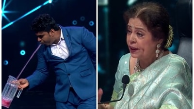 Kirron Kher could not sit through an India’s Got Talent contestant’s performance as he seemingly regurgitated coloured water into different jugs. Kirron Kher could not sit through an India’s Got Talent contestant’s performance as he seemingly regurgitated coloured water into different jugs.