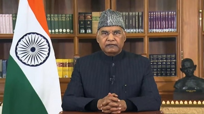 President Ram Nath Kovind addresses the nation on Tuesday. (Twitter @rashtrapatibhvn)&nbsp;