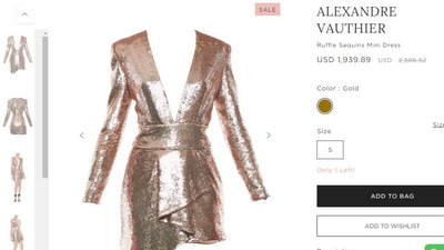 If you wish to include Malaika's ensemble in your collection, we have found the price details for you. Called the Ruffle Sequin Mini, the dress is worth  <span class='webrupee'>₹</span>1,44,768 (USD 1,939) approximately. (tutuskurniati.com)