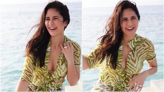 Katrina wore the breezy co-ord set with a printed shirt.&nbsp;