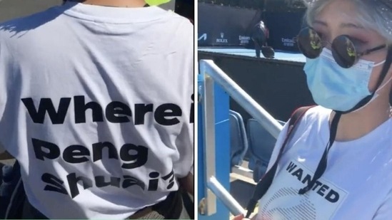 Fans are free to wear, "Where is Peng Shuai?" shirts at the Australian Open(Twitter/_TennisCoaching)