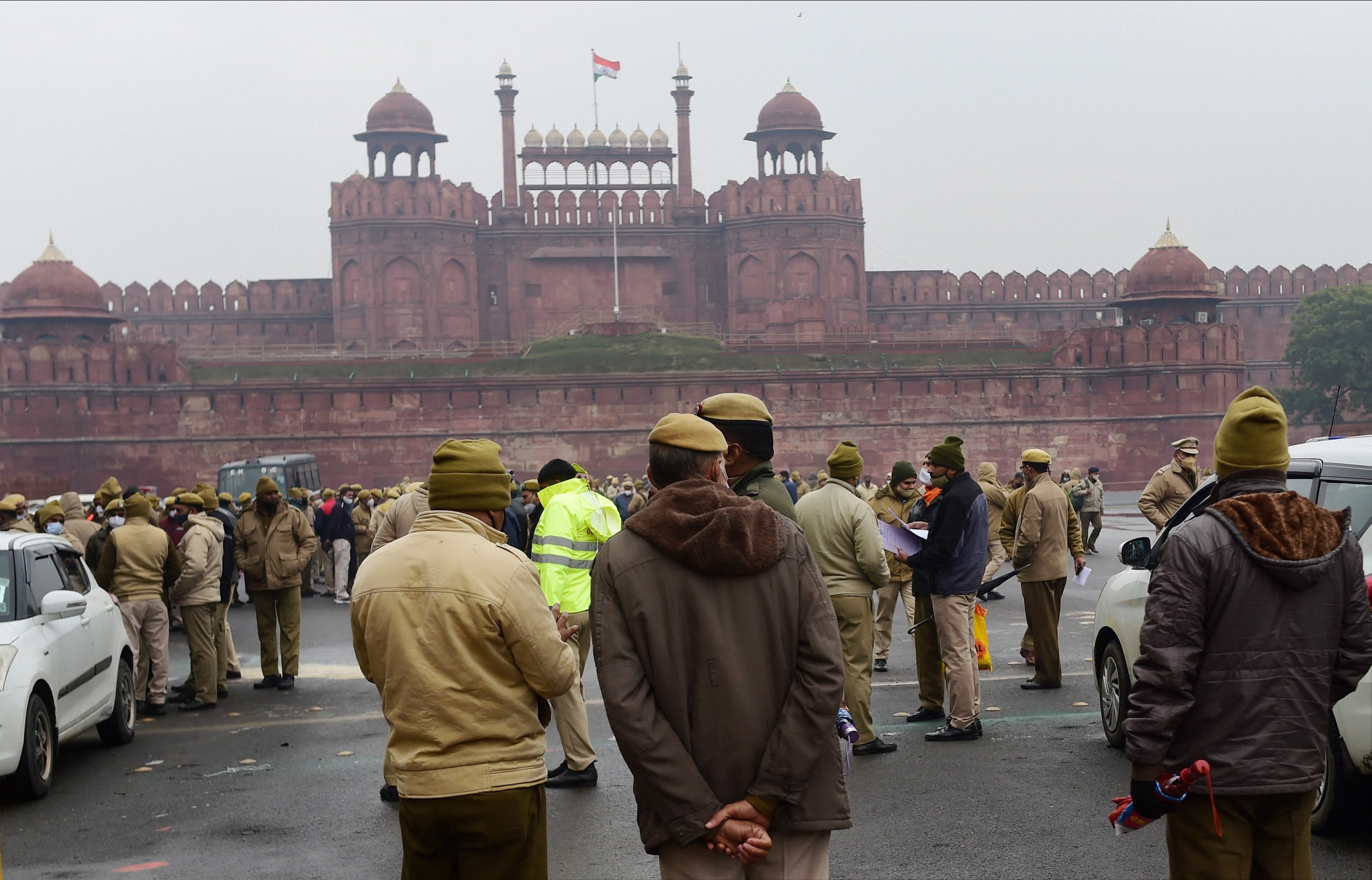 Delhi Police put up four posters, with one containing pictures of suspected terrorists with Al-Qaeda links, in Connaught Place on Tuesday, January 25, 2022. (PTI) Delhi Police put up four posters, with one containing pictures of suspected terrorists with Al-Qaeda links, in Connaught Place on Tuesday, January 25, 2022. (PTI)