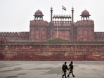Security personnel at Red Fort ahead of Republic Day celebration. Security personnel at Red Fort ahead of Republic Day celebration.
