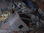 Rescue work underway after a five-storied building collapsed in Bandra, Mumbai, on Wednesday. Rescue work underway after a five-storied building collapsed in Bandra, Mumbai, on Wednesday. 