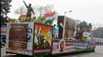The West Bengal government rolled out its tableau on Netaji Subhas Chandra Bose at the Republic Day parade at Kolkata’s Red Road. (ANI Photo)